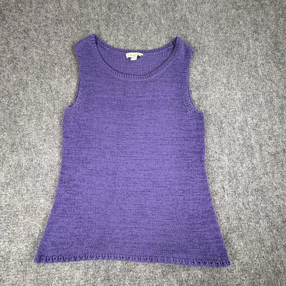 Coldwater Creek Purple Knit Tank Top L 14 Cottagecore Minimalist Retro Y2K Artsy